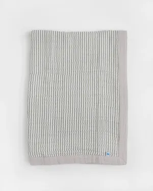 Cotton Muslin Baby Quilt - Grey Stripe