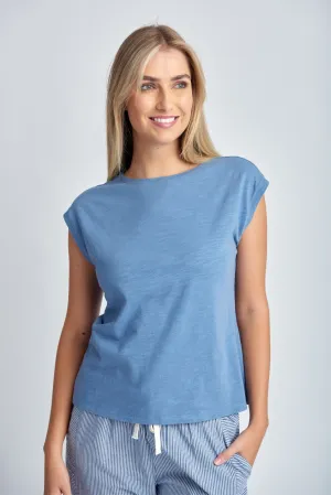 Cotton Sleeveless Tee Deep Blue