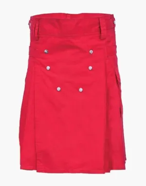 COTTON STRAPS ON A MODERN RED UTILITY KILT