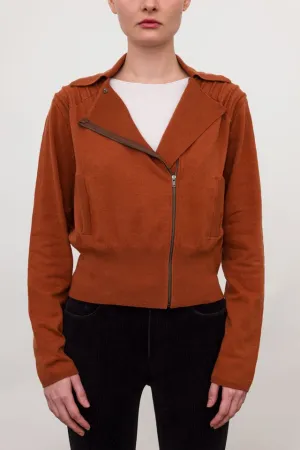 Cotton Sweater Moto Jacket with Shoulder Detail - ANTHEA FA24