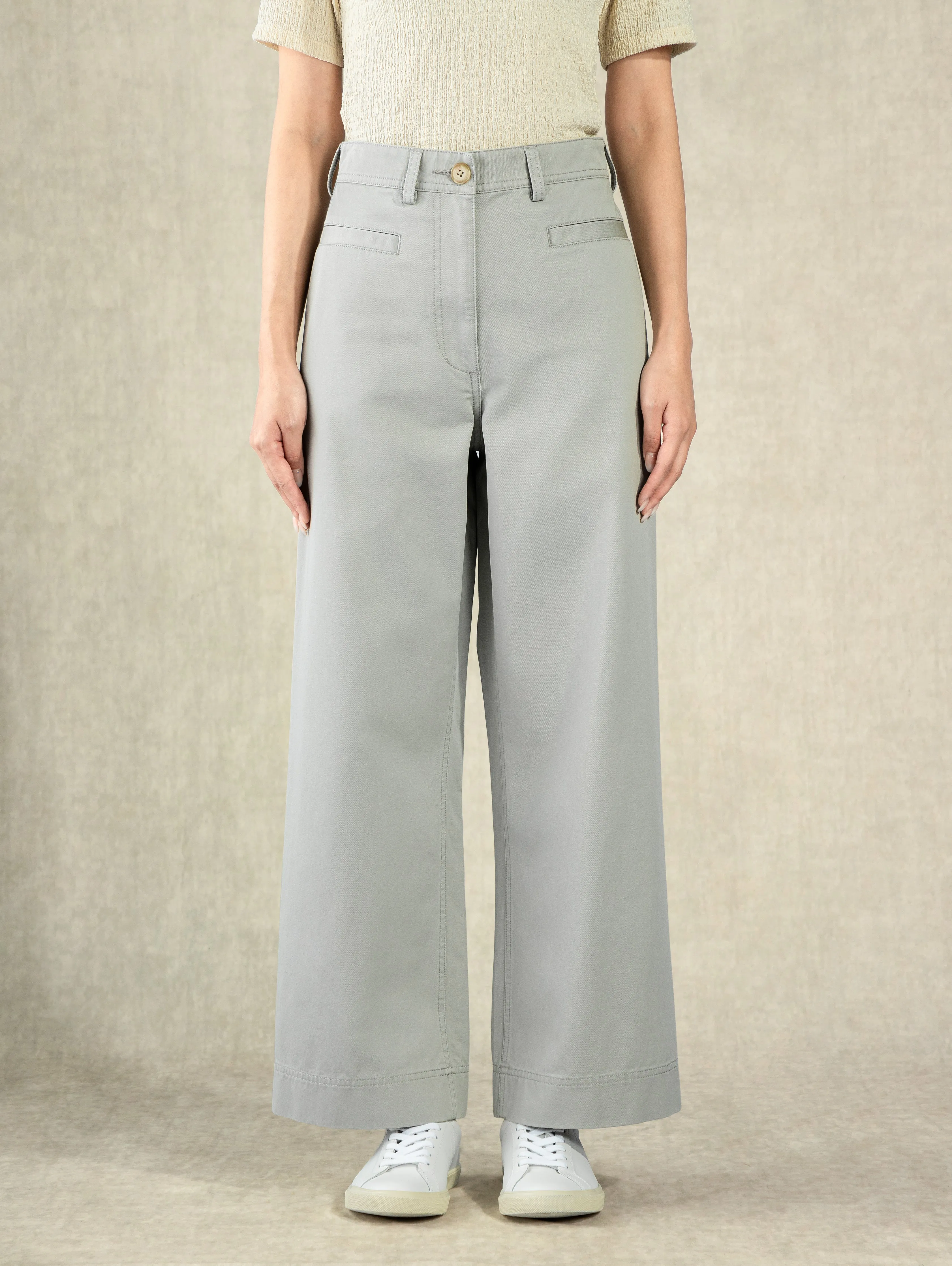 Cotton Wide Leg Pants Flint Grey