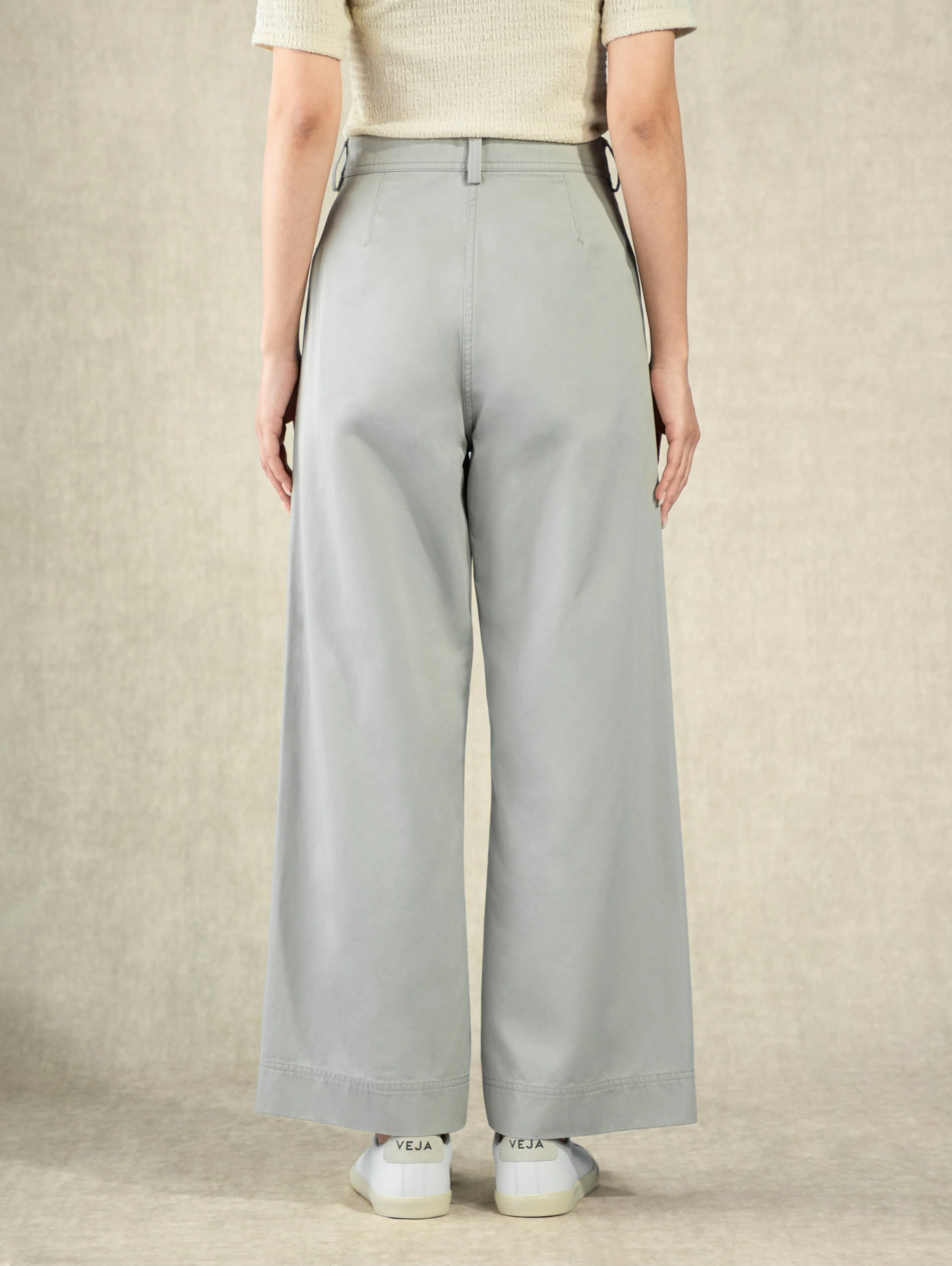 Cotton Wide Leg Pants Flint Grey