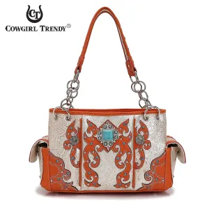 Cowgirl Concealed Carry Coral Scroll Shoulder Bag