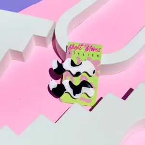 Cowprint Squiggle Hair Clips
