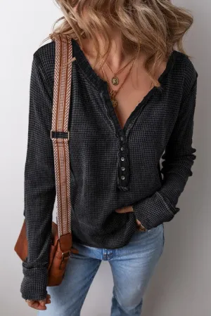 Cozy & Warm Black Waffle Top