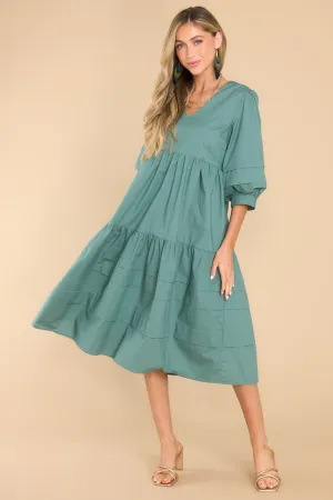 Cozy And Carefree Desert Sage Midi Dress