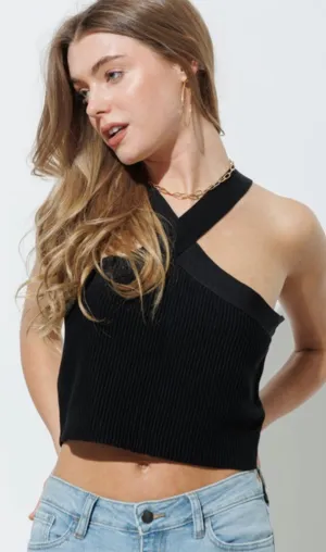 Cozy Co Crisscross Knit Halter Top $20 Final Sale