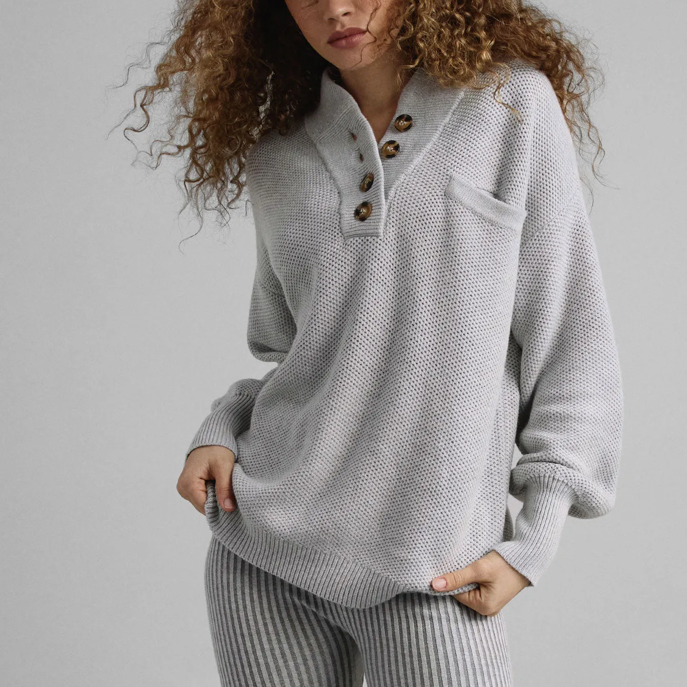Cozy Cotton Silk Pocket Henley