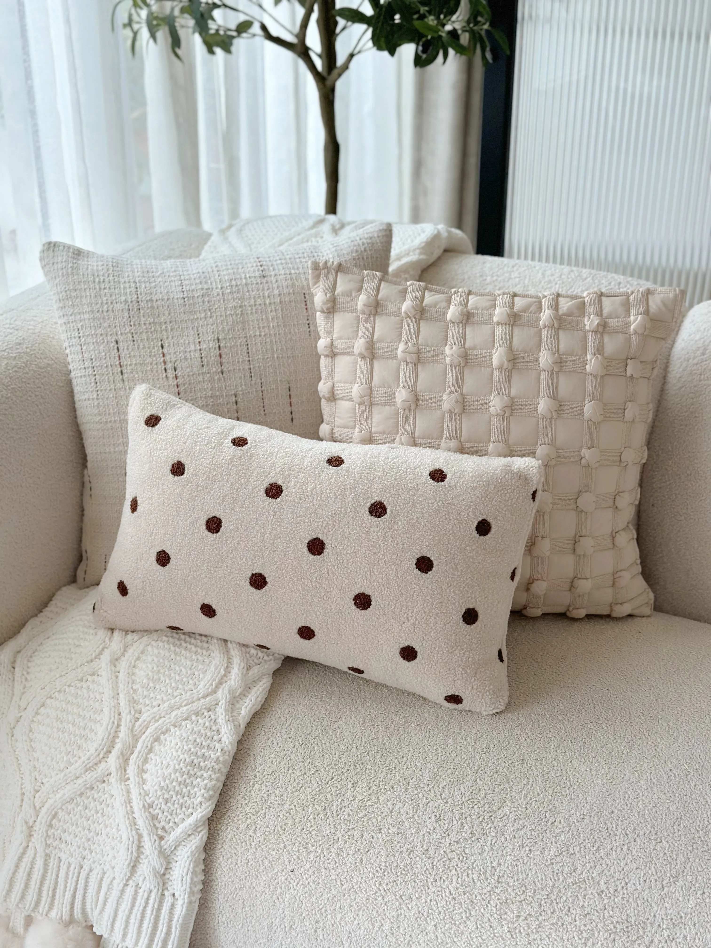 Cozy Latte Polka Dots Waist Cushion Cover