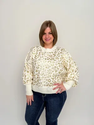 Cream & Gold Cheetah Print Sweater