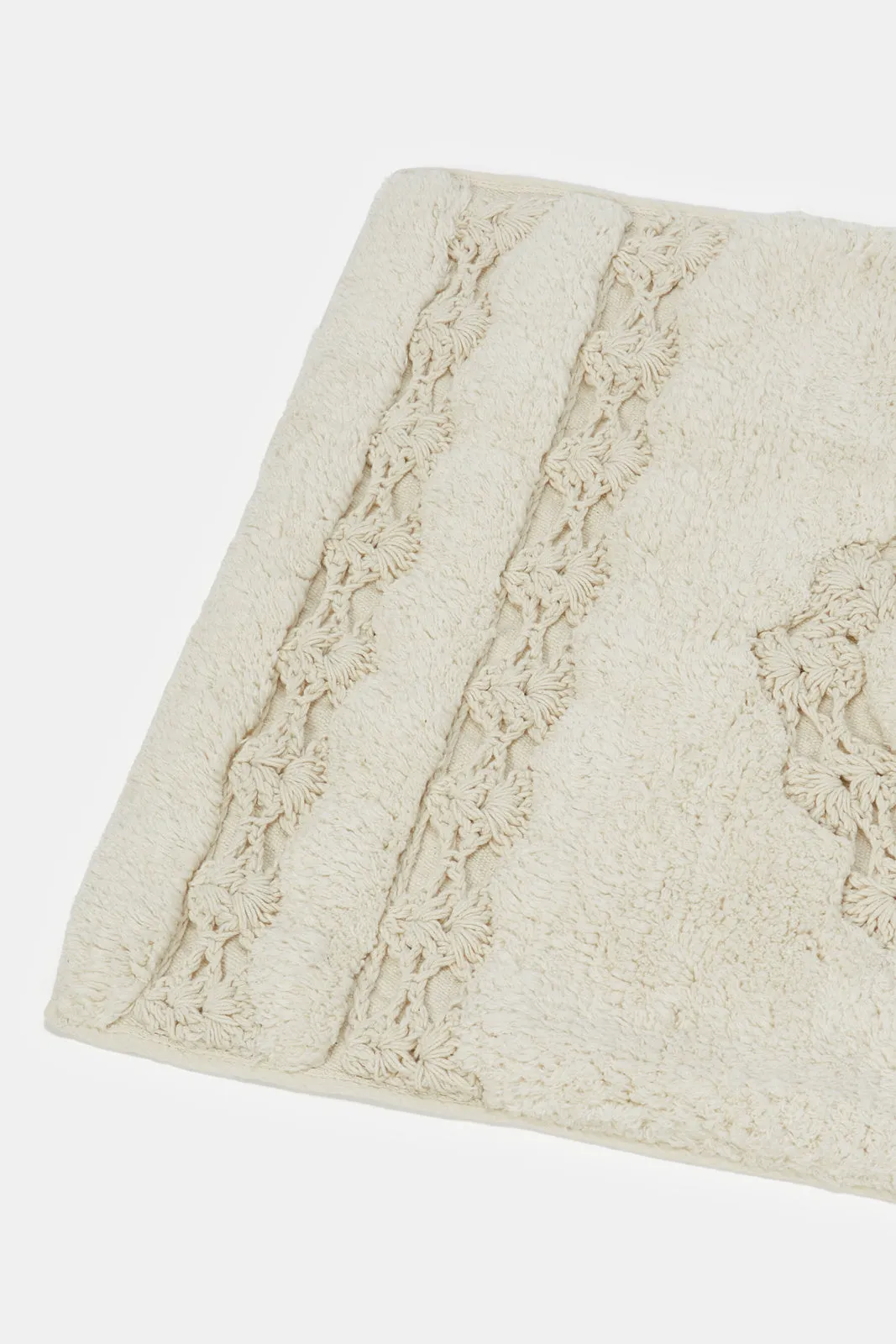 Cream Crochet Bathmat (2 Piece)
