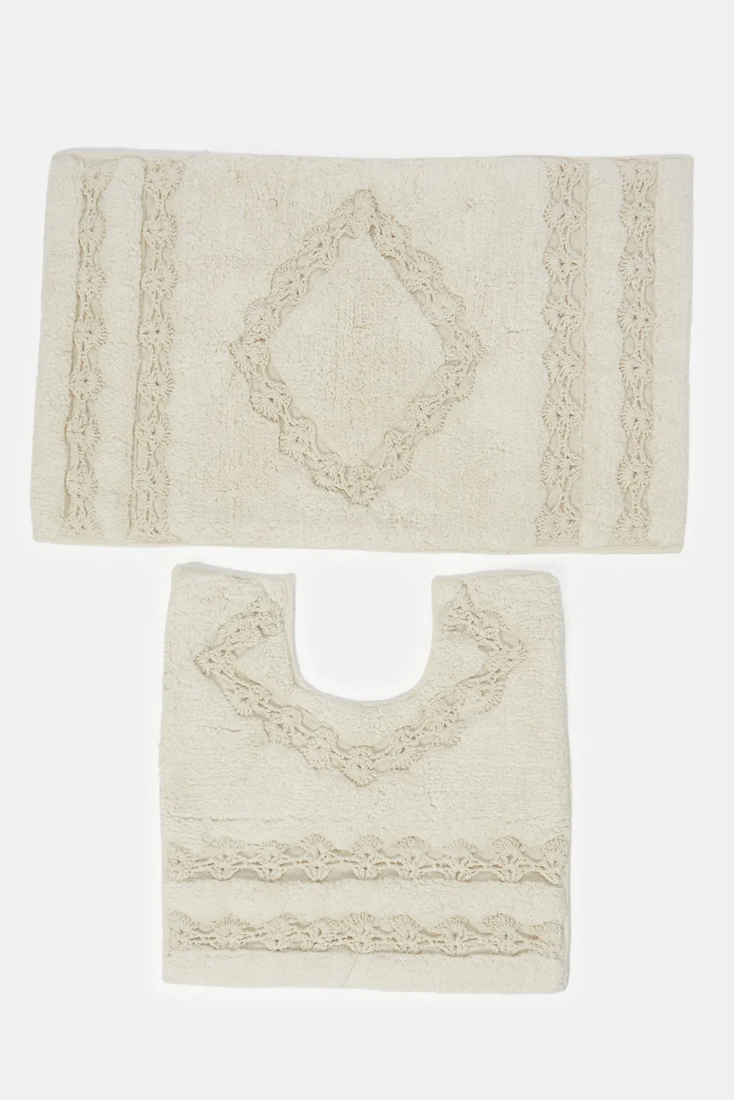 Cream Crochet Bathmat (2 Piece)