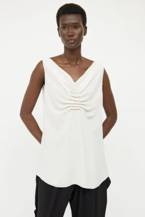 Cream Drape Sleeveless Top