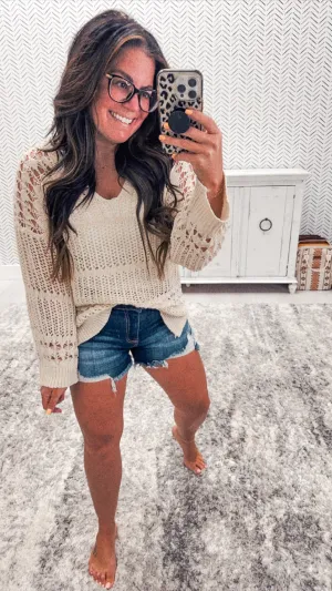 Cream Loose Fit Knit Pullover
