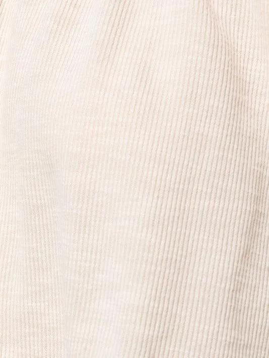 Cream of the Crop Shirred Neckline Rib Top
