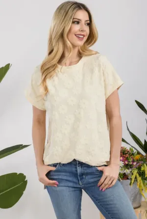 Cream Top w/Jacquard Daisies - #7057-7063