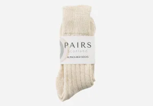 Cream White Alpaca Bed Socks  - Made in Britain