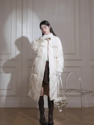 Cream yellow long down jacket【s0000005840】