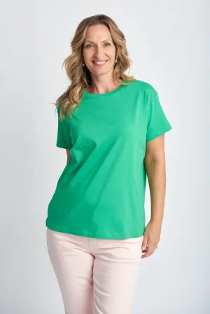 Crew Neck Basic Cotton Tee Kelly Green