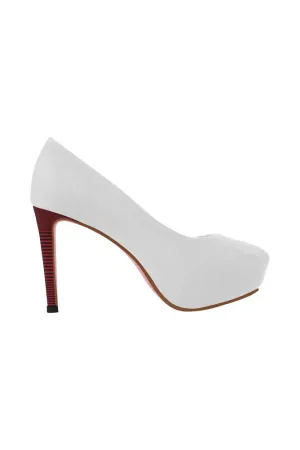 Crimson Heel Accented White Women's High Heels