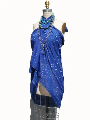 Crinkle Cotton Pareo Sarong In Navy Blue