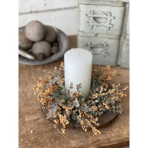 Crispin Mustard Berry Candle Ring 9"