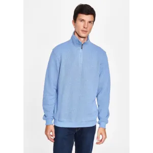Cromwell Long Sleeve Half Zip Sweater - Denim Melange
