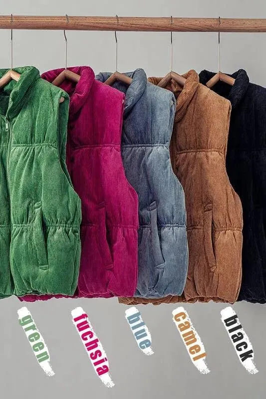 Cropped Corduroy Puffer Vest