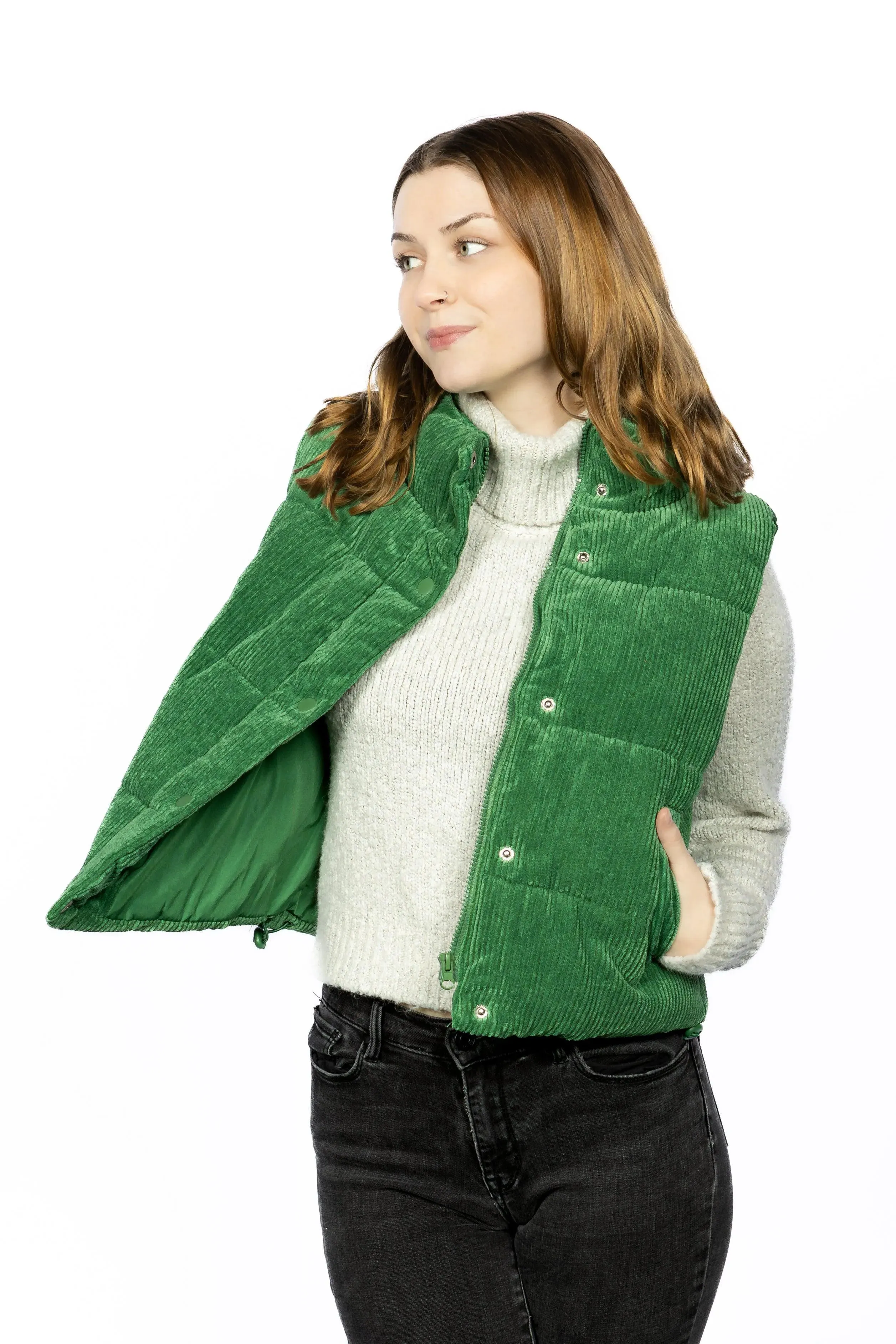 Cropped Corduroy Puffer Vest