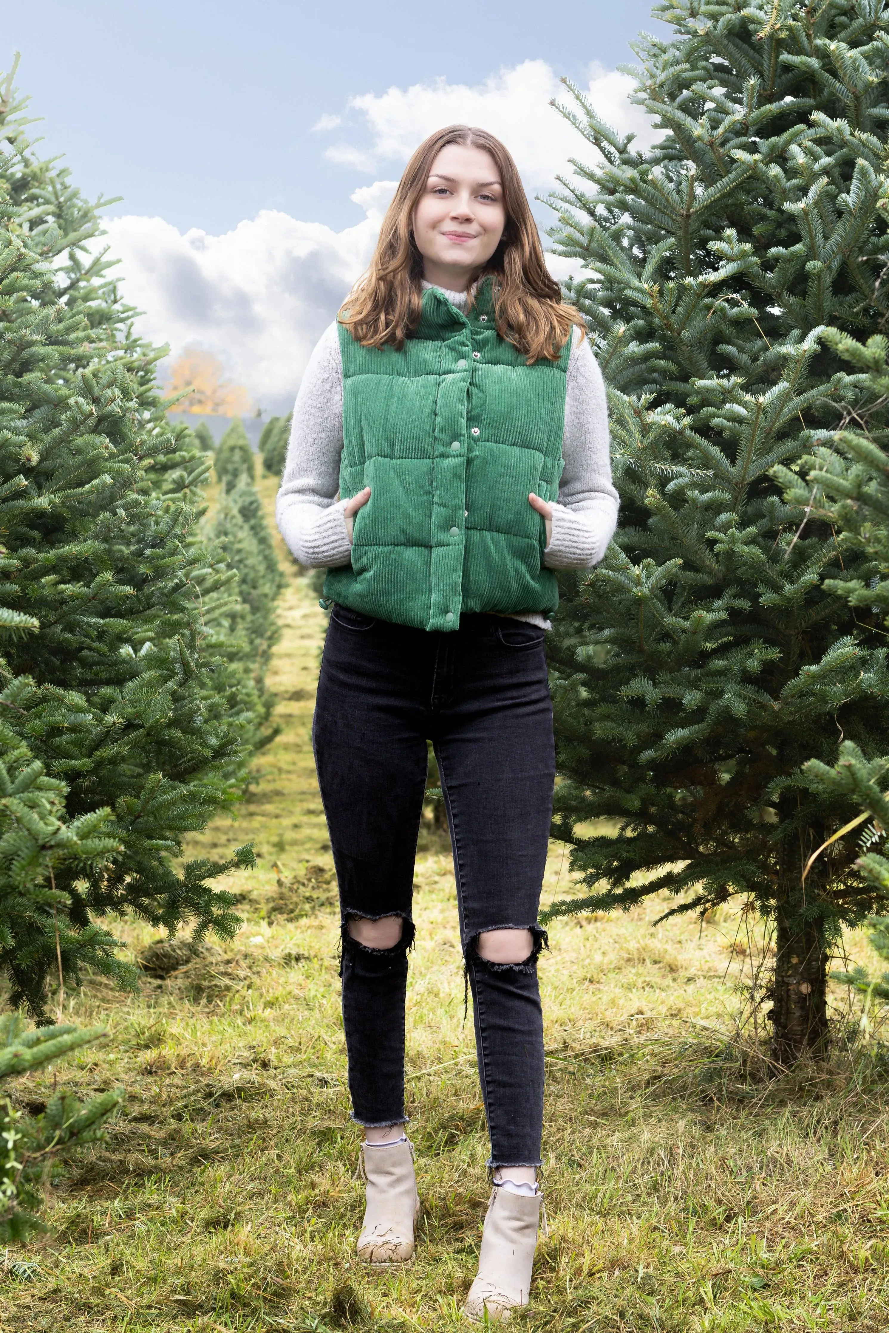 Cropped Corduroy Puffer Vest