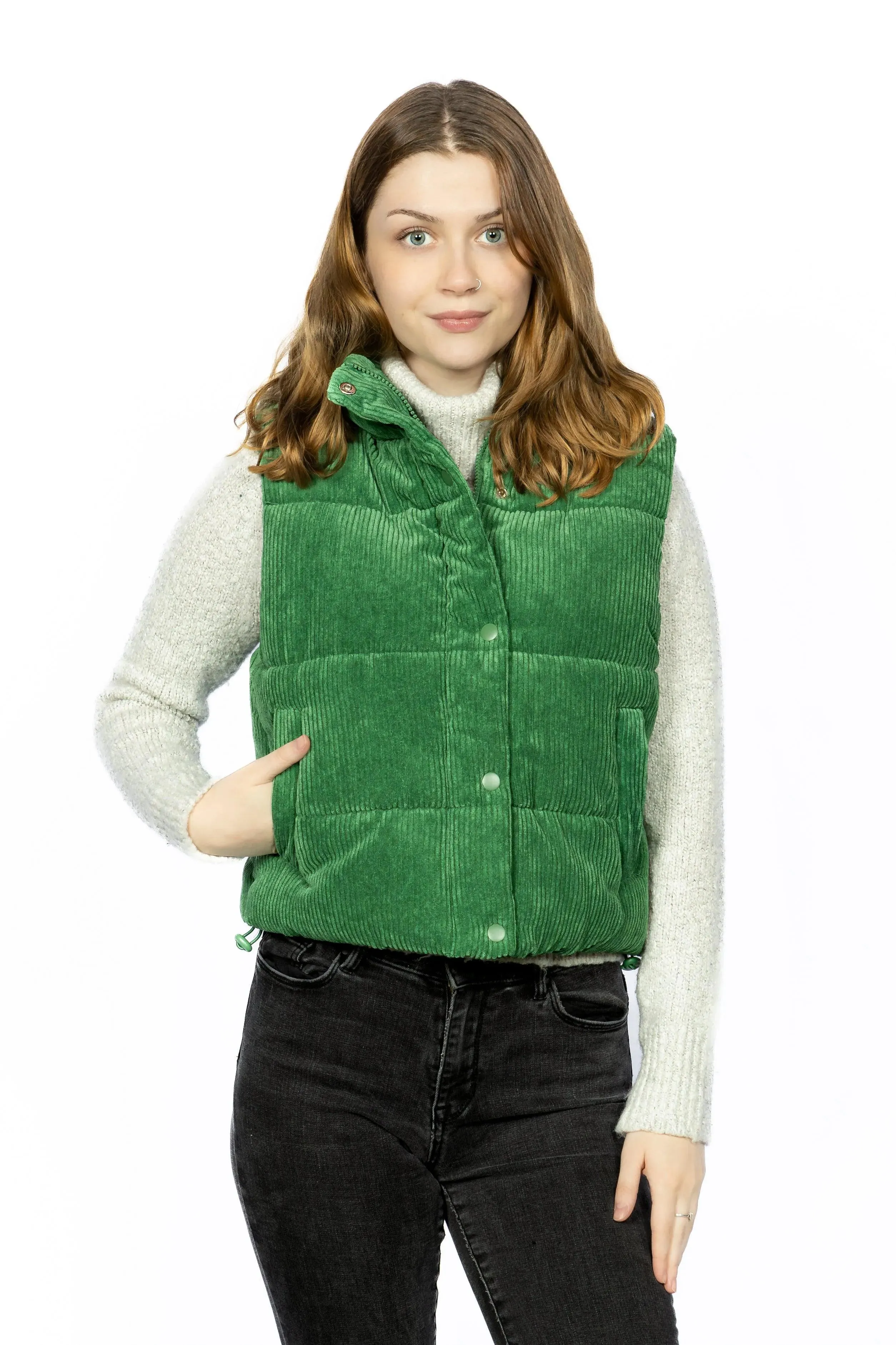 Cropped Corduroy Puffer Vest