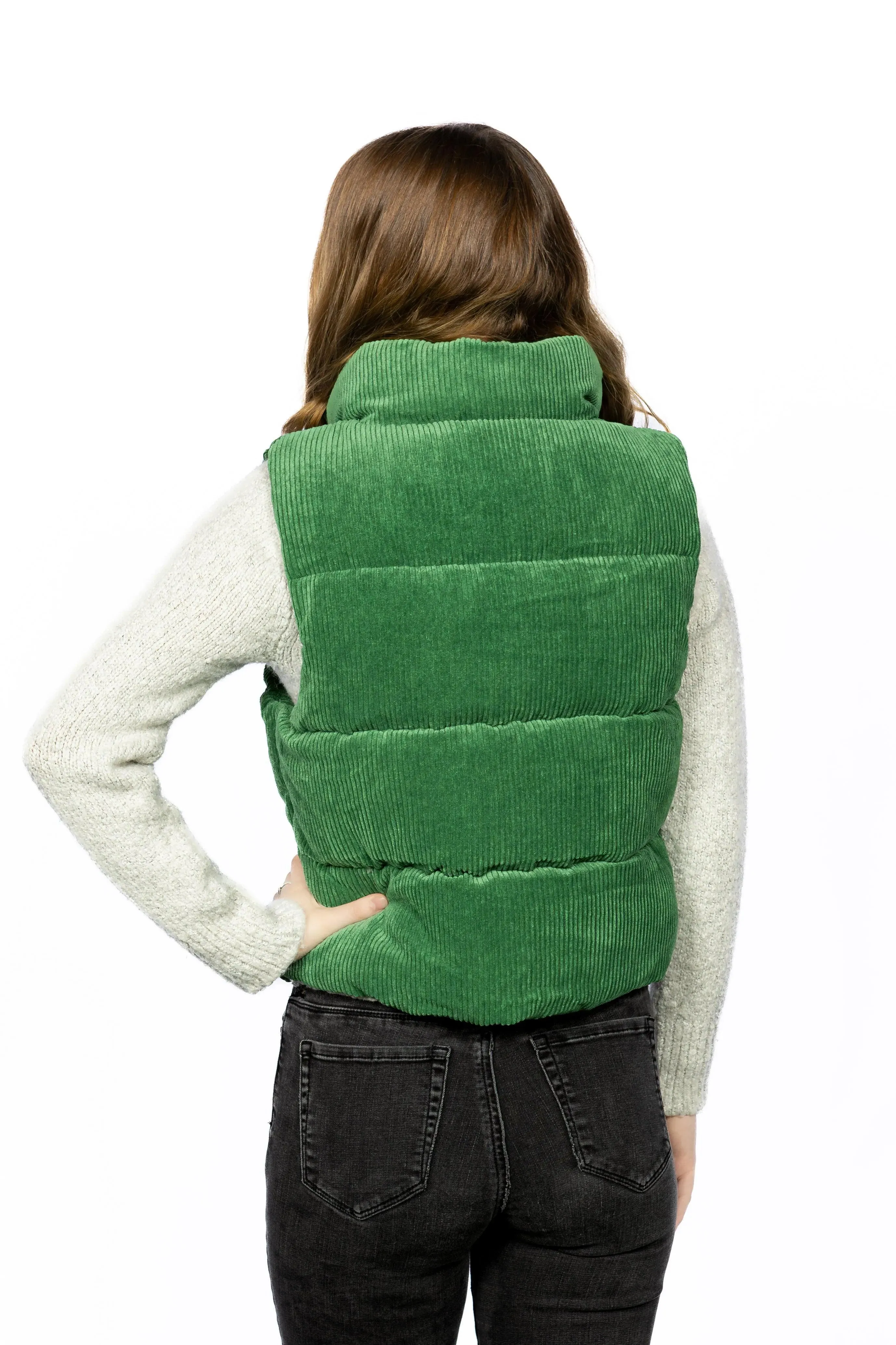 Cropped Corduroy Puffer Vest