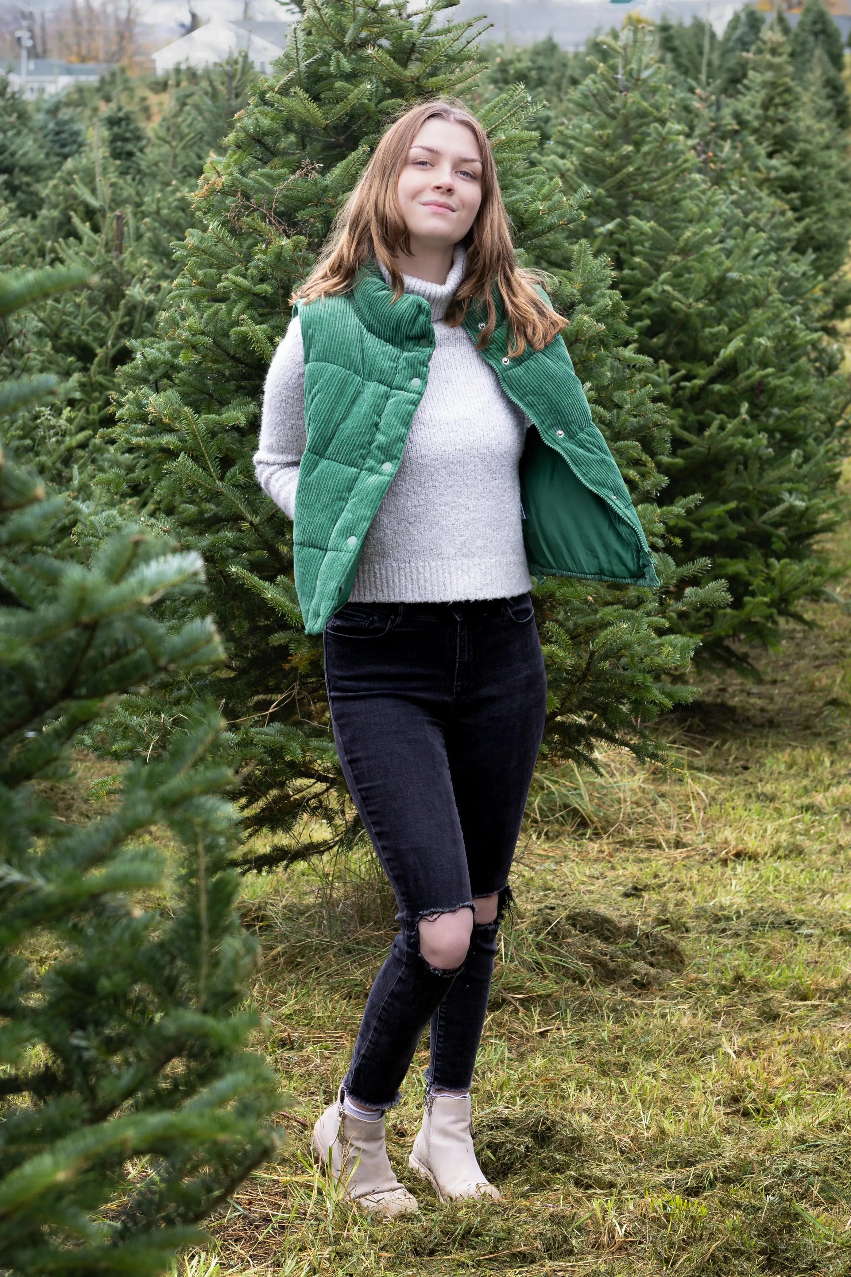Cropped Corduroy Puffer Vest