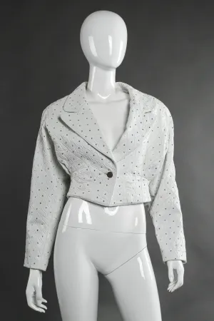 Cropped Rhinestone Leather Jacket