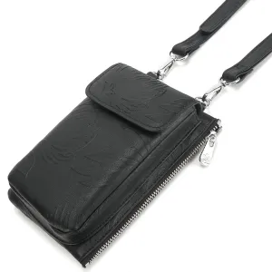 Crossbody Phone Anna Lehua Embossed Black