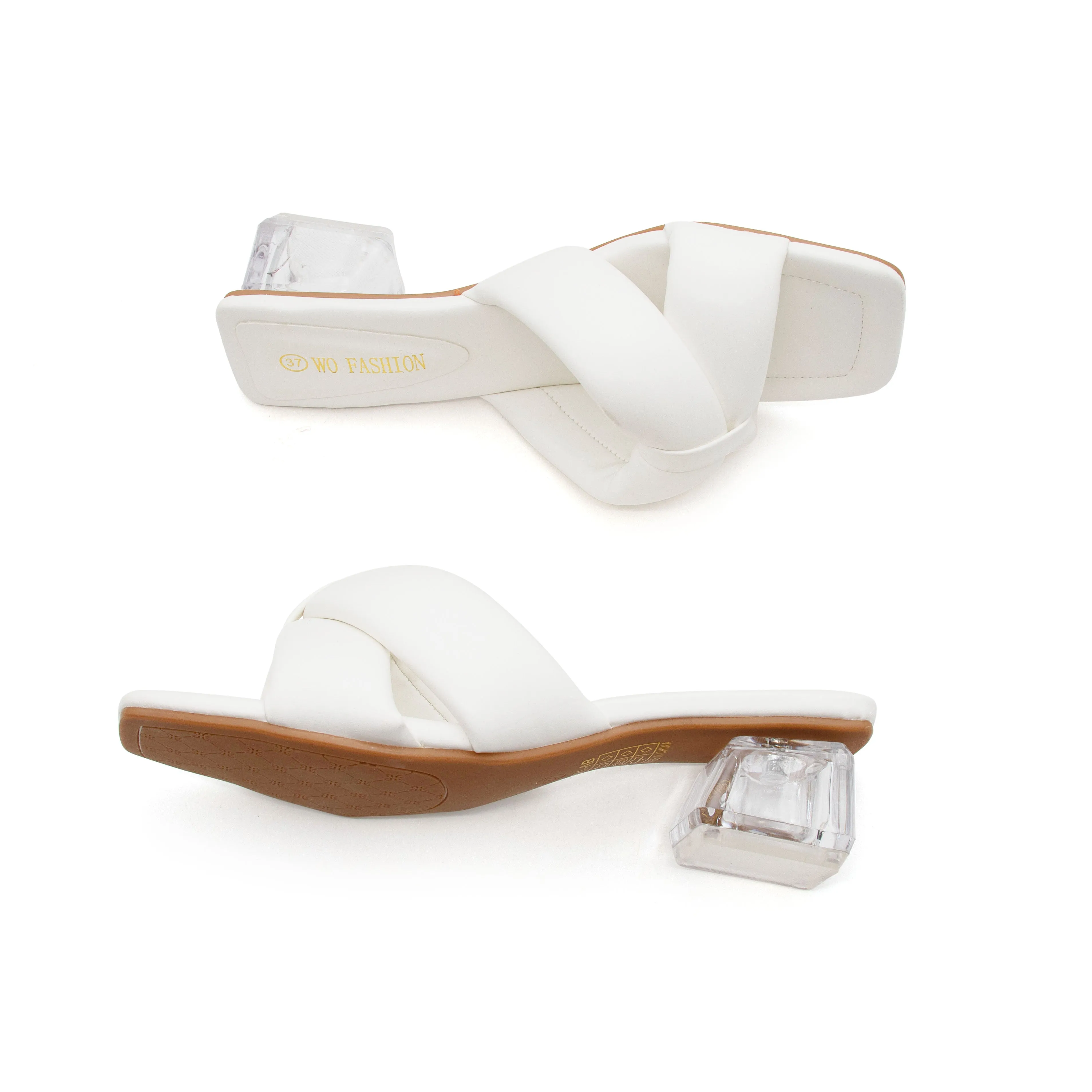 Crystal Low Heel Mules