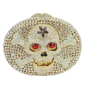 Crystal Skull and Bones Clutch Handbag