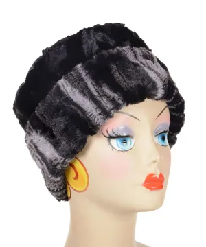 Cuffed Pillbox, Reversible (Solid or Two-Tone) - Marble Dune Luxury Faux Furs