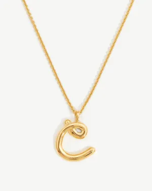 Curly Molten Initial Pendant Necklace - Initial C | 18k Gold Vermeil