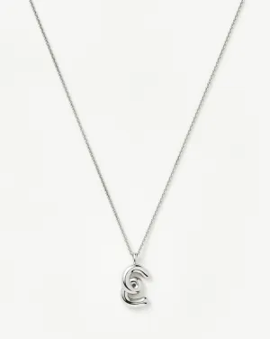 Curly Molten Initial Pendant Necklace - Initial E | Sterling Silver