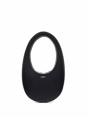 CURVED LEATHER TOTE BAG