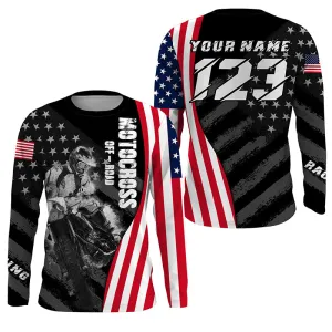 Custom Dirt Bike Jersey Patriotic Motocross Off-Road American Flag Extreme Mx Racing Long Sleeve Shirt