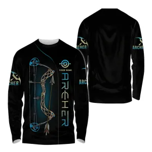 Custom Name Classic Archer 3D Long Sleeve Shirt, Archery Shirt