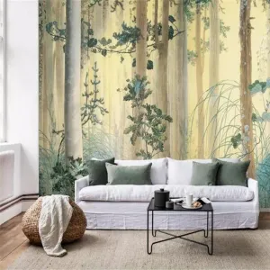 Custom Wallpaper Mural Forest Oil Painting Effect (㎡)