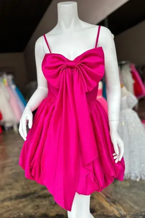 Cute A-Line Fuchsia Bow  Short Homecoming Dress SH605