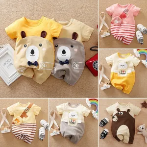 Cute Bear Prints Cotton Jumpsuit (6 Designs)