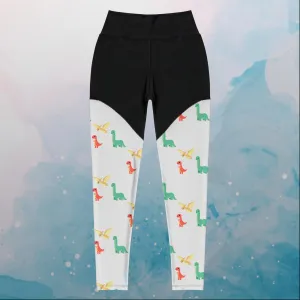 Cute Dino Print Compression Sports Leggings