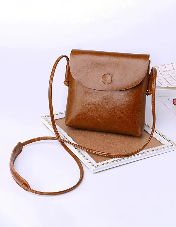 Cute Square Shape Retro Women's Leather Bag