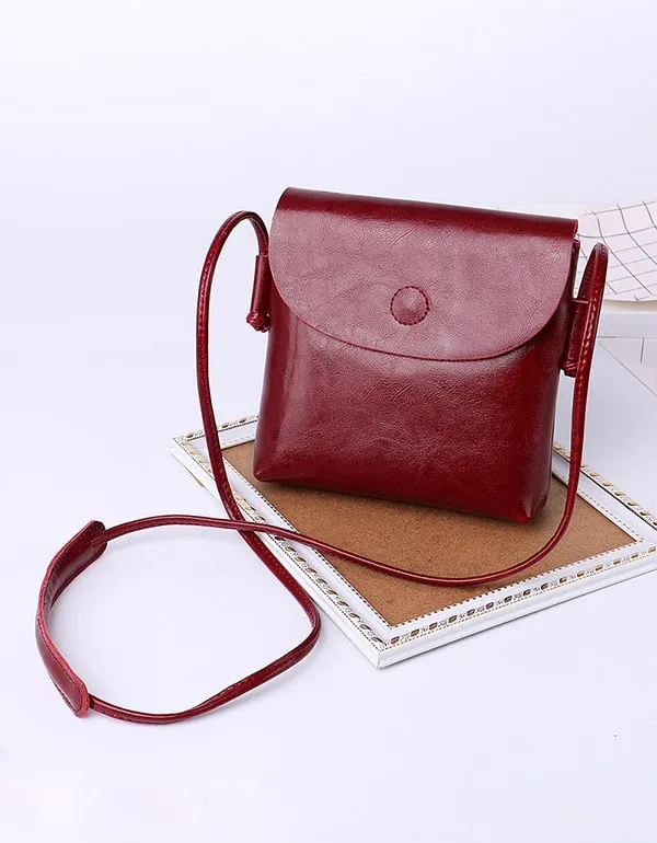 Cute Square Shape Retro Women's Leather Bag