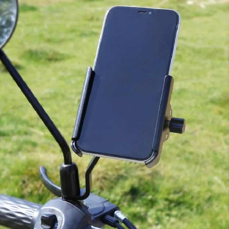 CYCLINGBOX Aluminum Alloy Mobile Phone Holder Bicycle Riding Takeaway Rotatable Metal Mobile Phone Bracket, Style:Rearview Mirror Installation(Red)